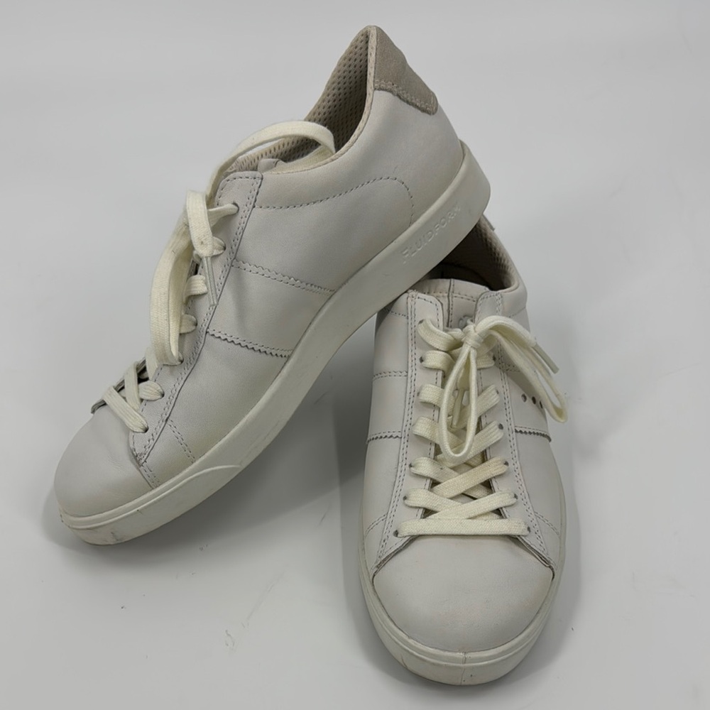 ECCO Street Lite Women’s Leather White Sneaker Size 38 EUC